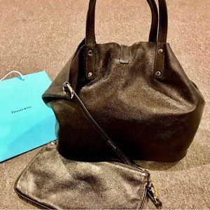 Tiffany & Co. NWOT Authentic bronze metallic reversible purse and wristlet